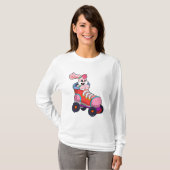 T-shirt Lapin comme Patineur Inline avec Patins Inline (Devant entier)