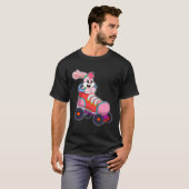T-shirt Lapin comme Patineur Inline avec Patins Inline (Devant entier)