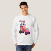 T-shirt Lapin comme Patineur Inline avec Patins Inline (Devant entier)