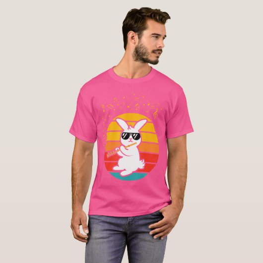T-shirt Lapin cool Avec Flûte - Musique Lover Retro Rabbit (Devant entier)