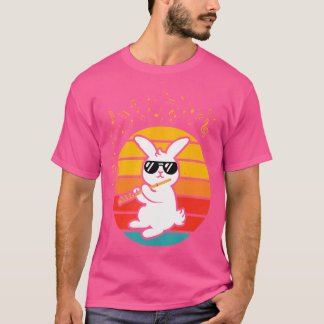 T-shirt Lapin cool Avec Flûte - Musique Lover Retro Rabbit