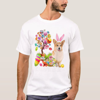T-shirt Lapin Corgi Chien Joyeuses Pâques Œufs