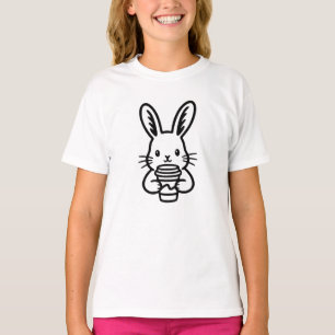 T-shirt Lapin curieux avec tasse de café