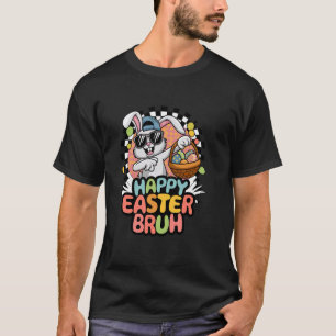 T-shirt Lapin Dabbing de Pâques Bruh Mème Drôle pour Adole