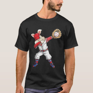 T-shirt Lapin Dabbing tenant une balle de baseball Catcher