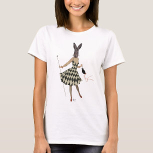 T-shirt Lapin dans la robe blanche noire