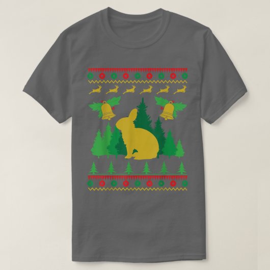 T-shirt Lapin dans un style de Noël moche (Design devant)