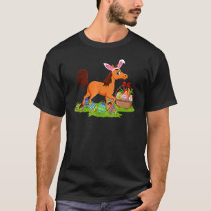 T-shirt Lapin de chasse aux œufs de Pâques Cheval Lapin de
