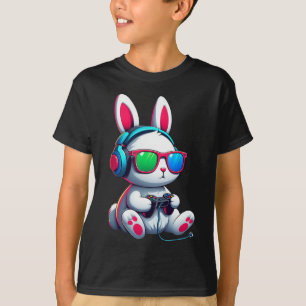T-shirt Lapin de jour de Pâques Joueur de jeu vidéo Garçon