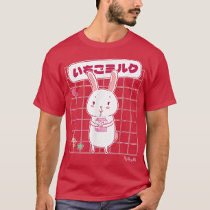 T-shirt Lapin de lait de fraise Kawaii Joyeux Pâques 