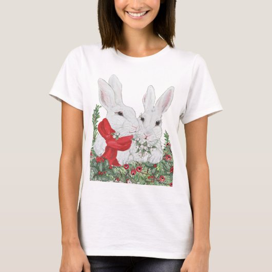 T-shirt Lapin de Noël lapins mignonette Vacances Festif Ar (Devant)
