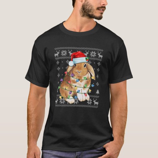 T-shirt Lapin de Noël Santa Hat Bunny Amant cadeau Joyeux (Devant)
