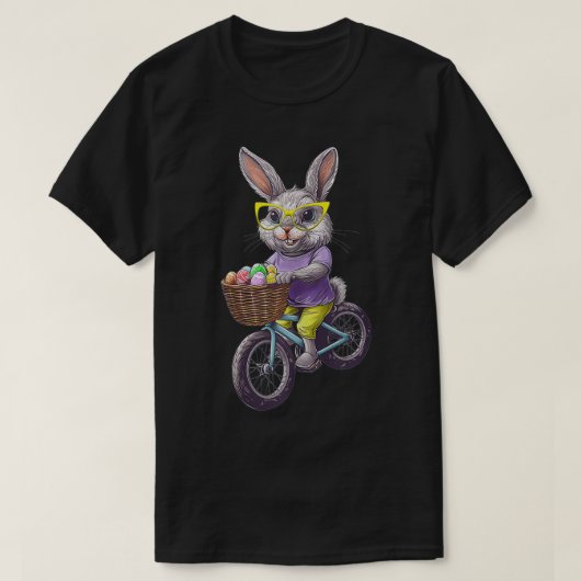 T-shirt Lapin de Pâques à cheval vélo Happy Eg de Pâques (Design devant)