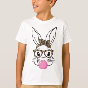 T-shirt Lapin de Pâques à imprimé léopard soufflant du che