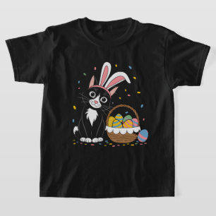 T-shirt Lapin de Pâques Chat Noir Smoking Oreilles de Lapi