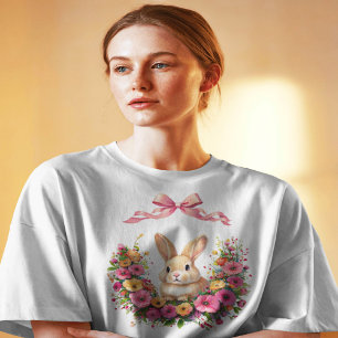 T-shirt Lapin de Pâques Chemise Élégante Coquette - Floral