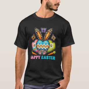 T-shirt Lapin de Pâques cœur imprimé léopard joyeux