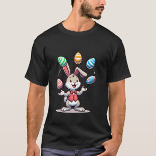 T-shirt Lapin de Pâques drôle adorable jonglant des œufs c