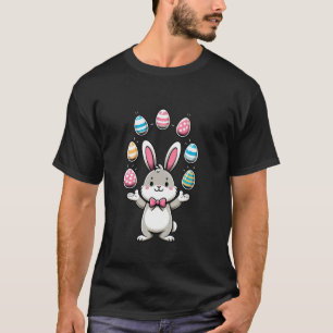 T-shirt Lapin de Pâques drôle adorable jonglant des œufs c