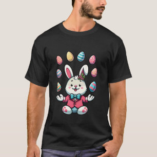 T-shirt Lapin de Pâques drôle adorable jonglant des œufs c