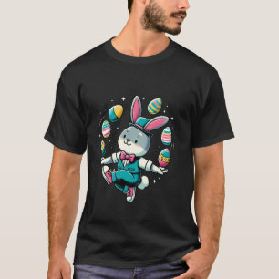 T-shirt Lapin de Pâques drôle mignon jonglant des œufs col