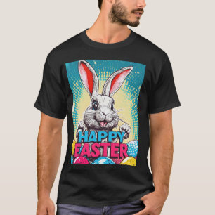 T-shirt Lapin de Pâques Drôles Œufs de Pâques Style Pop Ar