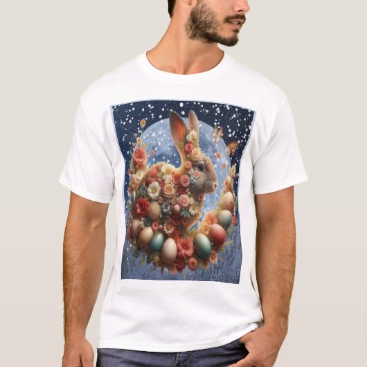 T-shirt Lapin de Pâques en fleurs (Devant)