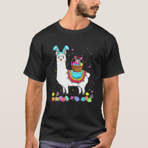 T-shirt Lapin de Pâques heureux Llama apportant des panier