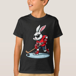 T-shirt Lapin de Pâques jouant au hockey 
