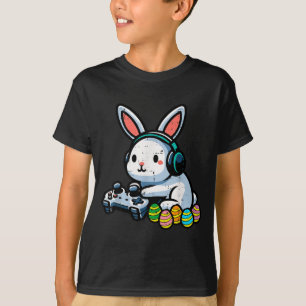T-shirt lapin de Pâques joueur de jeu vidéo hommes garçons