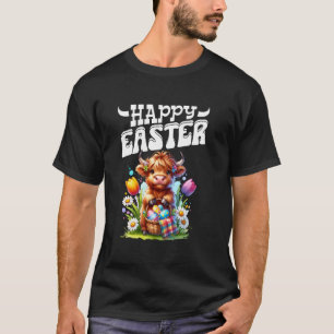 T-shirt Lapin de Pâques joyeux amateur de vache highland d