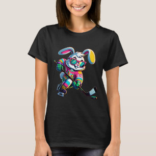 T-shirt Lapin de Pâques joyeux Hockey Lapin Hommes Femmes