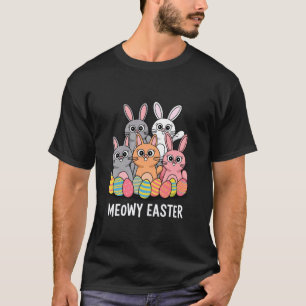 T-shirt Lapin de Pâques Meowy Drôles de Chats Printemps An
