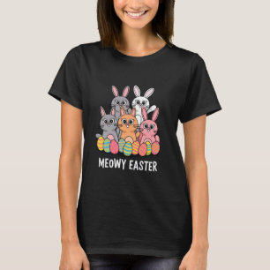 T-shirt Lapin de Pâques Meowy Drôles de Chats Printemps An