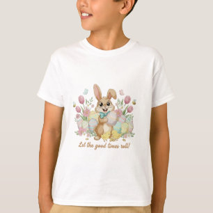 T-shirt Lapin de Pâques mignon avec des œufs colorés et le