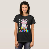 T-shirt Lapin de Pâques mignon lapin Sloth équitation Llam (Devant entier)