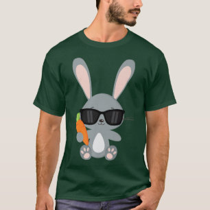 T-shirt Lapin de Pâques mignon lunettes de soleil carottes