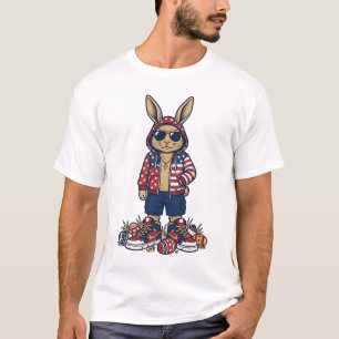 T-shirt Lapin de Pâques Patriotique Chemise Vintage Vector