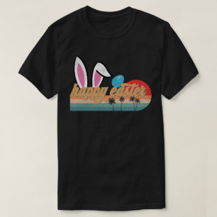 T-shirt Lapin de Pâques rétro joyeux avec design de palmie