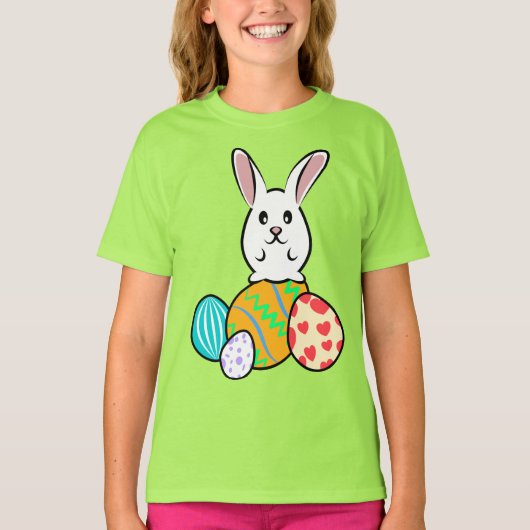 T-shirt Lapin de Pâques sur les oeufs de Pâques (Devant)