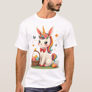 T-shirt Lapin de Pâques Vintage Licorne Floral Pastel Dess