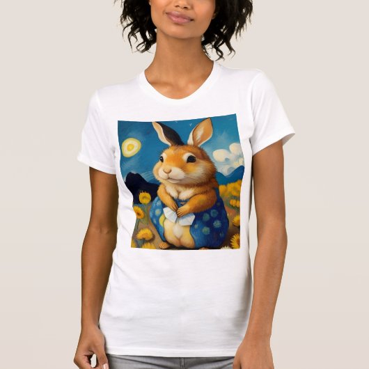 T-Shirt Lapin de Printemps Étoilé (Devant)