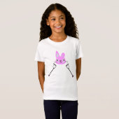 T-Shirt Lapin de ski avec bâtons de ski (Devant entier)