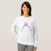 T-shirt Lapin de ski avec bâtons de ski (Devant entier)