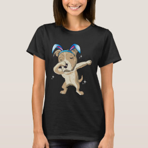 T-shirt Lapin drôle faisant le dab Pit Bull Dog Pâques pou
