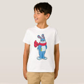 T-shirt Lapin en hiver avec Écharpe (Devant entier)