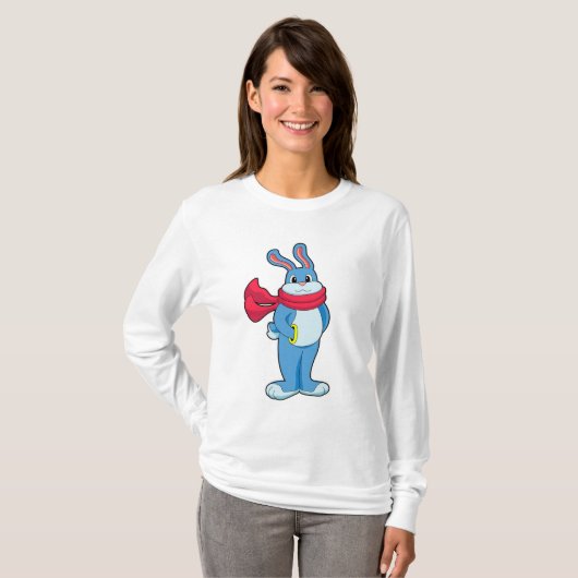 T-shirt Lapin en hiver avec Écharpe (Devant entier)