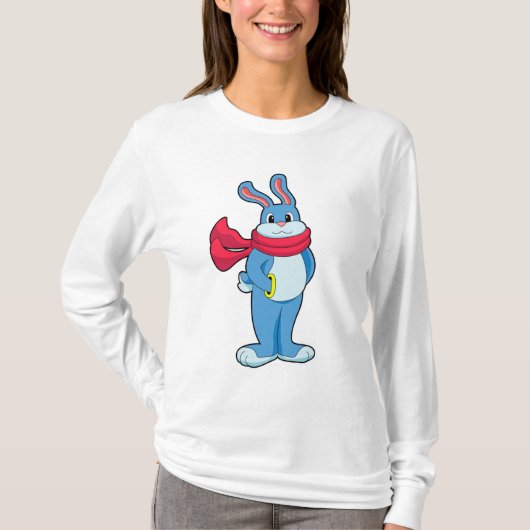 T-shirt Lapin en hiver avec Écharpe (Devant)