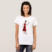 T-shirt Lapin en robe rouge (Devant entier)
