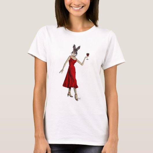 T-shirt Lapin en robe rouge (Devant)